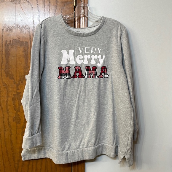 LANE BRYANT UGC Women’s Size 18/20 VERY MERRY MAMA Gray Coordinating Sweatshirt - Picture 2 of 10